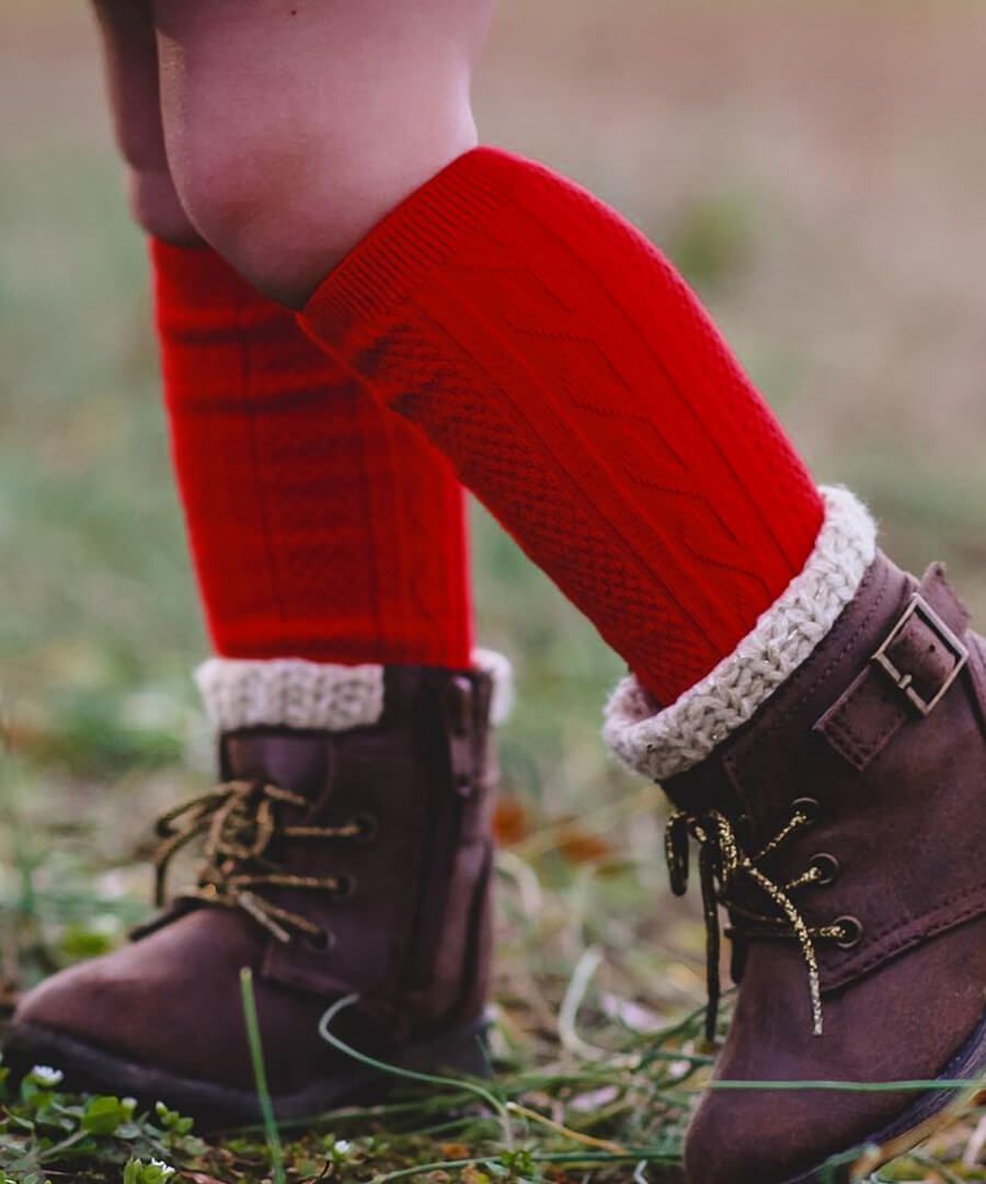 Jefferies Socks Fashion Cable Knee High Socks Red