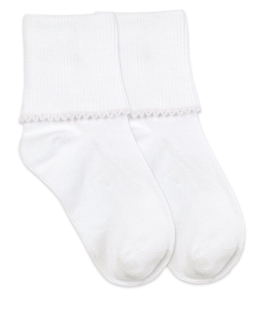 Jefferies Socks Smooth Toe Tatted Edge Turn Cuff Socks White