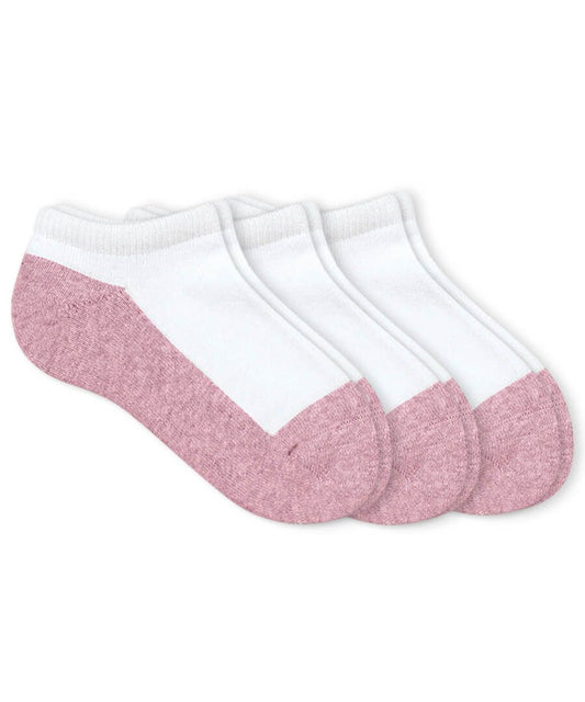 Jefferies Socks Smooth Toe Sport Low Cut Socks 3 Pair Pack White/Pink