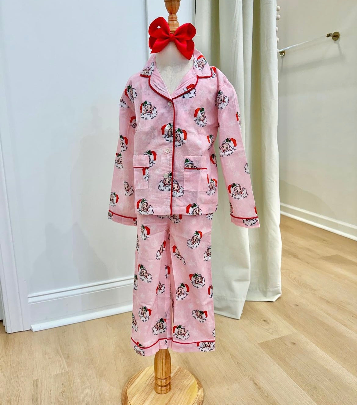 Vintage Santa Pajama Set-Pink