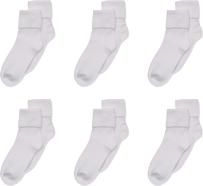 Jefferies Socks School Uniform Smooth Toe Turn Cuff Socks 1 Pair White