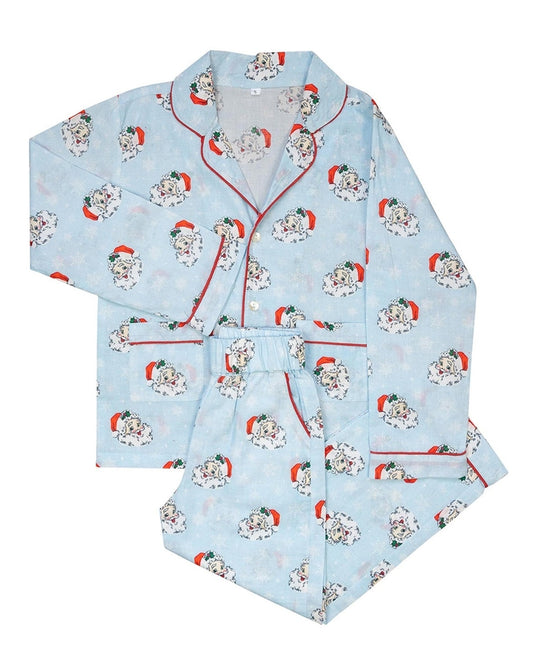 Vintage Santa Pajama Set-Blue