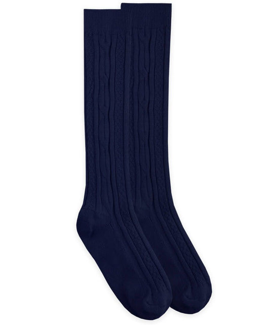 Jefferies Socks School Uniform Acrylic Cable Knee High Socks 1 Pair Navy