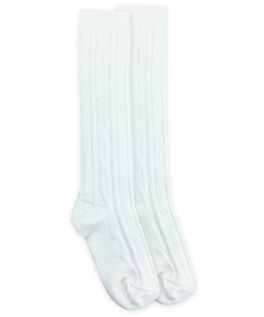 Jefferies Socks School Uniform Acrylic Cable Knee High Socks 1 Pair White