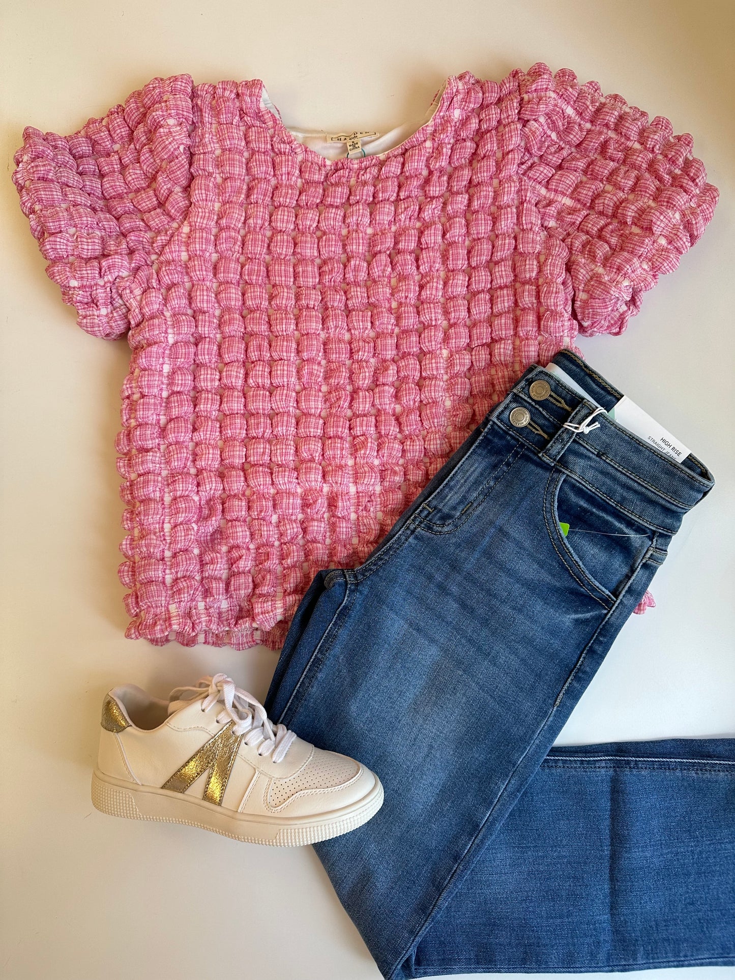 Hayden Girls Pink Waffle Textured Top