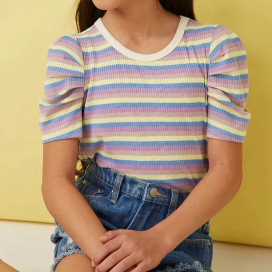 Hayden Girls Multi Color Stripe Ribbed Knit Top