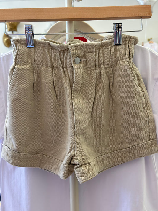 Hayden Girls Clrd Denim Paperbag Shorts Beige