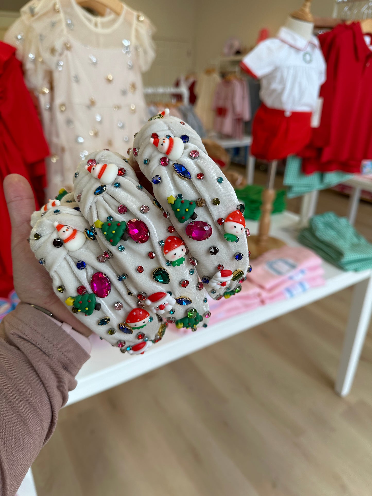 White Beaded Christmas Headband