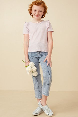 Hayden Girls Lavender Ruffle Shoulder Top