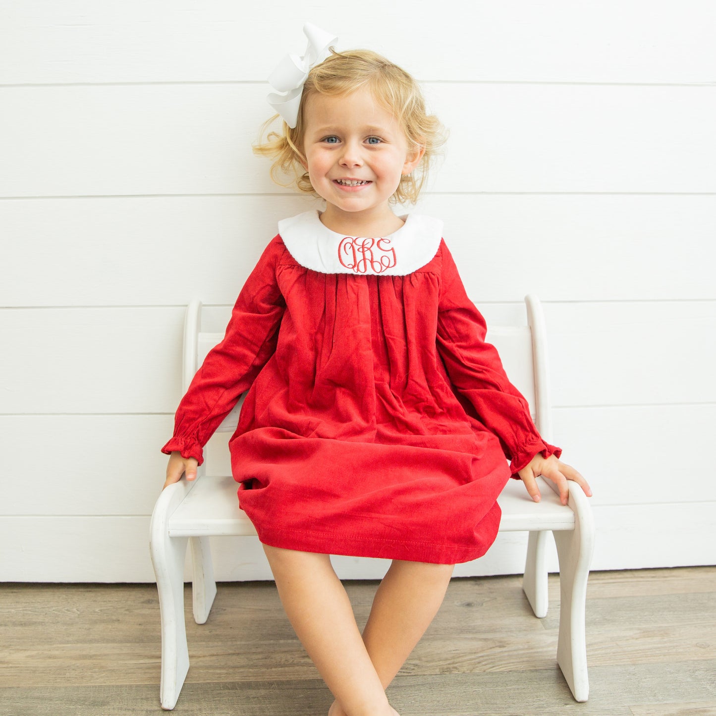 Long Sleeve Bishop Red Corduroy Dress