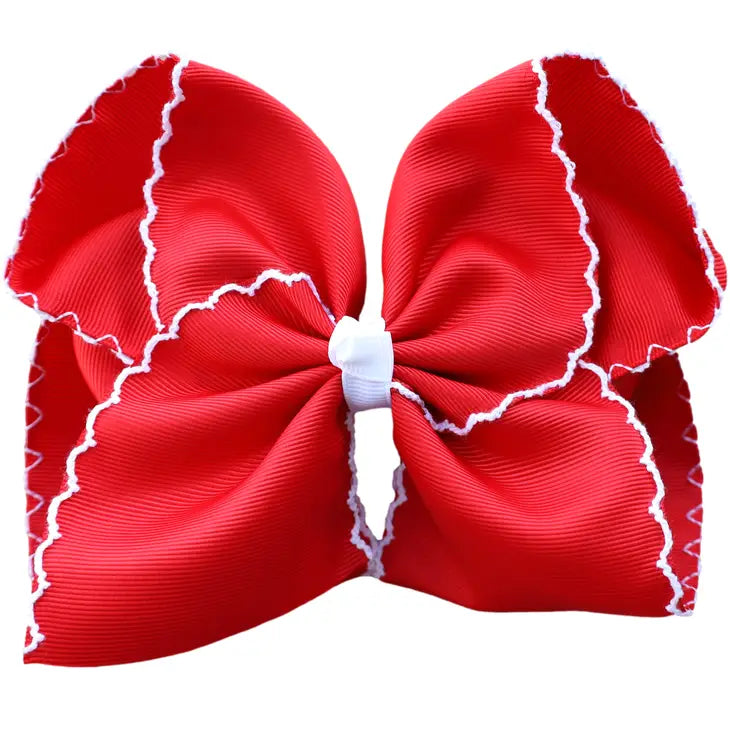 6in Red Moon Stitch Bow